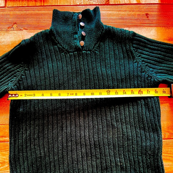 Cute army green cotton knit Lauren Ralph Lauren Button Up Turtle neck sweater M - Picture 9 of 13